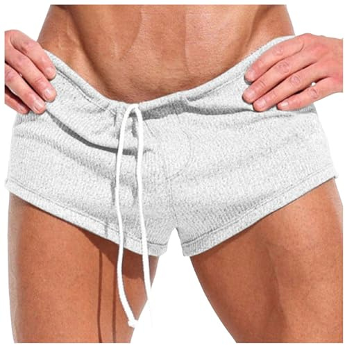WAZHAKU Sous-vêtements de sport pour homme - Short court sexy transparent - Boxer sexy pour les loisirs - Short de bain - Short de bain - Short de plage à séchage rapide, Blanc., S