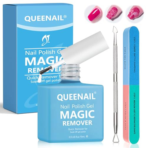 1 Pezzi 15ml Solvente per unghie in gel,Rimuove Facilmente e Rapidamente lo Smalto in 3-5 Minuti, Remover Unghie,con Spingi Cuticole e lima per unghie,Nail Polish Remover kit