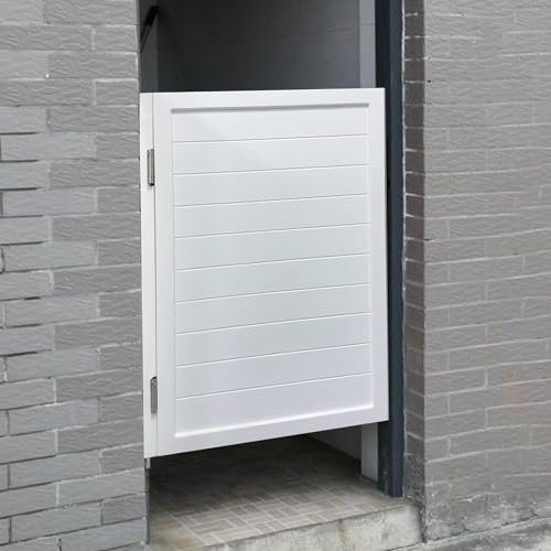Portail de jardin en bois double porte battante avec matériel de charnière pour la maison, la cuisine, la porte, blanc, 75 cm x 90 cm