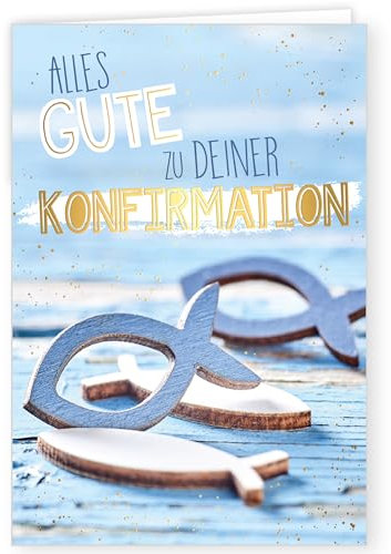 PremiumLine Glückwunschkarte zur Konfirmation | 1 Stück mit Umschlag | Konfirmationskarte, Glückwunschkarte, Klappkarte mit Spruch, innen Blanko | 11,5 x 17 cm