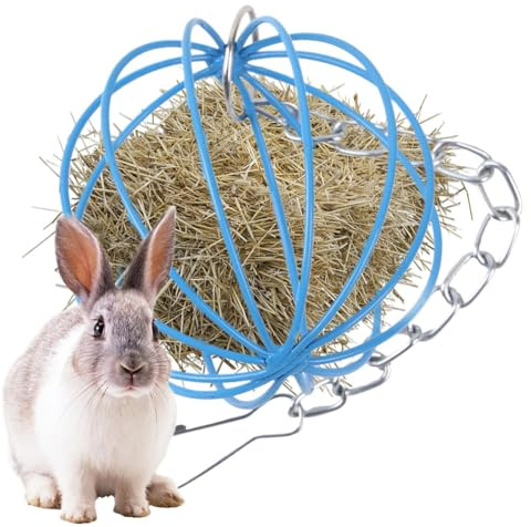 Distributore per fieno, 10 cm, mangiatoia per conigli, palla di da appendere, in metallo, supporto per giocattoli da masticare per conigli, criceti, cincillà, piccoli animali, alimentazione in