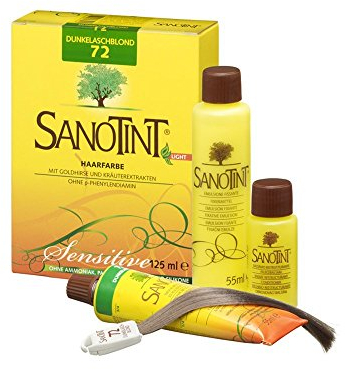Sanotint - Haarfarbe sensitive Nr. 72 Dunkelaschblond - 1x 125 ml - Naturnahe Haarfarbe mit wertvollen pflanzlichen Wirkstoffen