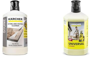 Kärcher 62957650 3-in-1 Stone Plug and Clean - Black & 1 L, Universal Cleaner Plug and Clean, Pressure Washer Detergent