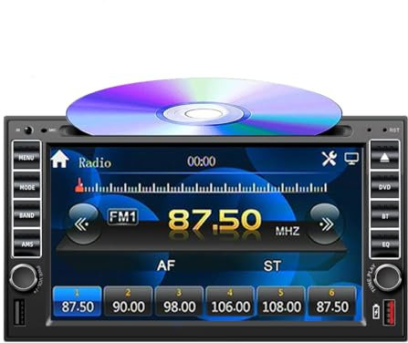 BOOMBOOST Autoradio Bluetooth Double Din con lettore CD/DVD, touchscreen da 6,2'', supporto Mirror Link, USB, radio FM/AM, telecomando, SWC