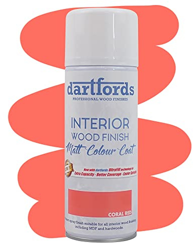 dartfords Interior Furniture and Craft Matt Spray Paint - 400ml Aerosol, Coral Red