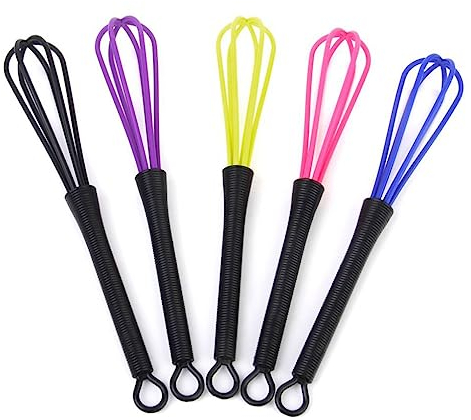 iplusmile Whisks for Cooking Small- Mutifunction Balloon Whisk Set Hair Color Dye Cream Whisk Set- Plastic Mini Whisk 5pcs (Random Color)