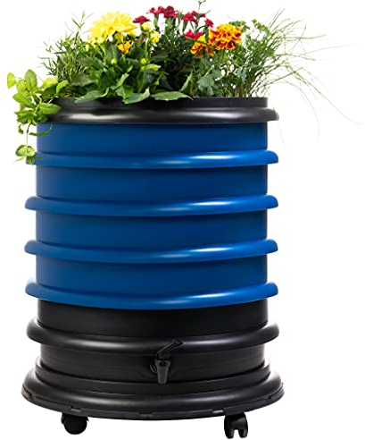 WormBox | Wurmkomposter Wurmfarm Wurmkiste mit 4 Schalen Blau + Pflanzgefäß | 64 Liter | Regenwurmkomposter, Kompostwürmer produzieren Wurmhumus