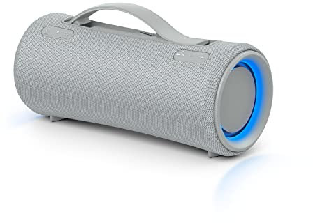 Sony SRS-XG300 - Portable wireless Bluetooth speaker with powerful party sound and lighting - waterproof, 25 hours battery life, smartphone and quick charging - Light Grey (Renewed)