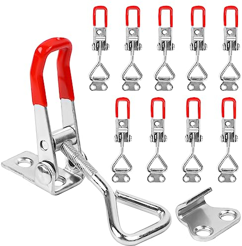 Byffoer Spannverschluss,10 stück Einstellbare Kniehebelspanner Kistenverschluss,Halten Kapazität Latch Button Toggle Latch für Schränke, Türen, Kisten, Koffer