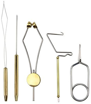 SEIWEI Fliegenfischer-Bindeset mit Spulenhalter, Drahteinfädler, Knotenpeitsche, Hackenzange zum Binden von Schnellknoten, zum Binden von Haaren und Haken, zum Schlaufenbinden, zum Fliegenfischen