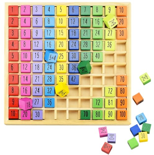 Table de Multiplication en Bois Mathématique 1x1 Tableau Planche de Multiplication Jeu de Table de Multiplication Jouets Montessori pour L'éducation des Jeunes Enfants - Apprentissage du Calcul