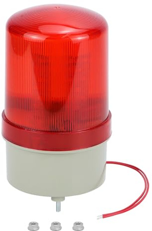 QWORK® Roterande LED-varning, rött blinkande ljus, akustisk optiklarm