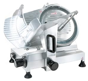 Ristoattrezzature Affettatrice per salumi a gravità professionale con affilatoio amovibile lama in acciaio Ø 300 mm 0.25 kW