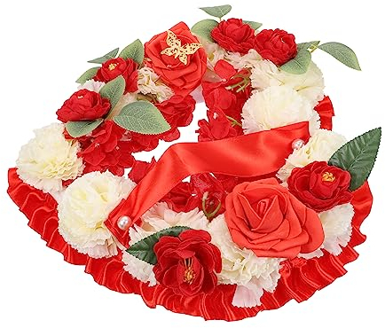 STOBAZA Gedenkstein Katze 1 Set Herz Gedenkkranz Gefälschter Trauerkranz Friedhofsblume Künstliche Girlande Gedenkgeschenk Gefälschter Kranz Gefälschter Kranz Trauerherz