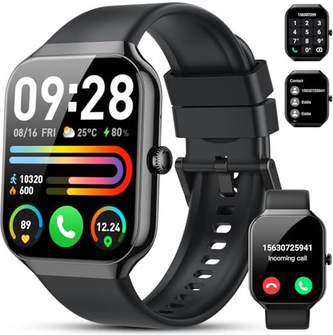 Smart Watch for Men Women Answer/Make Calls, 1.96 Fitness Watch, Fitness Tracker with Heart Rate Sleep Monitor, Step Counter, 110+ Sports Activity Trackers, IP68 Waterproof Smartwatch for Android iOS