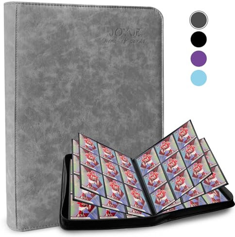 JOYUE Album Carte Raccoglitore Album Collezione Carte, Raccoglitore Carte Grande Album Carte Collezionabili 9 Tasche 30 Pagine Contenere 540 Carte, Album Porta Carte per Regalo Collezionisti (Grigio)