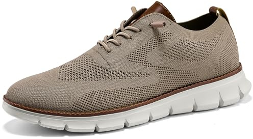 Wearbreeze Baskets Oxford décontractées pour homme, chaussures habillées légères à lacets pour le travail, les voyages et les trajets quotidiens, kaki, 45 EU