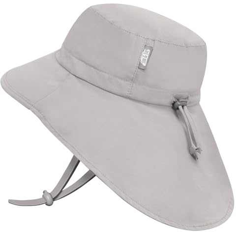Jan & Jul Jungen und Mädchen Baumwoll-Sonnenhut mit Nackenschutz, Strandhut mit breiter Krempe für Babys (S: 0-6 Monate, Ash Grey)