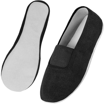 Comfyouth - Zapatillas de gimnasia transpirables para niñas y niños, suela de piel de vaca unisex, color negro, Negro , 28 EU