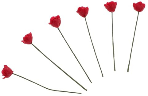 MAGICLULU 6Pcs Miniature Rose Props for Dollhouse Decoration Realistic Mini Roses for Home Fairy Garden Kits Compact Artificial Flower Heads for Mini Landscaping and Creative Scene