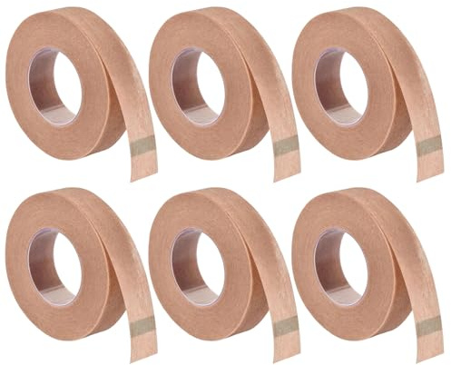 Lot de 6 rouleaux de ruban adhésif micropores pour le nez - Bande pour pont de nez - Couleur chair - Bande d'allongement des cils - Étanche et respirant - 1,25 cm x 9,14 m - Couleur chair
