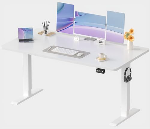 JUMMICO Höhenverstellbarer Schreibtisch 80x60cm, Kinder Schreibtisch Höhenverstellbar Elektrischer mit Memory-Funktion, Bürotisch Höhenverstellbar für Home Office Steh-Sitz Tisch Standing Desk Weiß