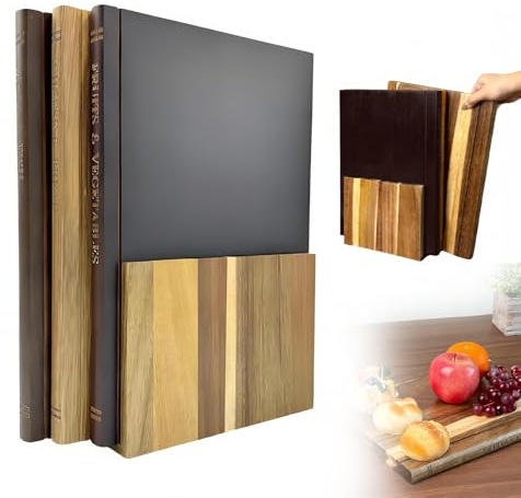 Set di 3 taglieri per libri, tagliere in legno massiccio che assomiglia a libri con supporto, per chef casalinghi: verdure, carne, formaggio e pane
