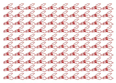 Clip Fermacarte in Metallo 100 Pezzi, Mini Clip per Documenti a Forma di Fiore, Coda Lunga e Cavo Vuoto - Forte Tenuta, Design Divertente, Ideali per Ufficio e Scuola (Rossa)