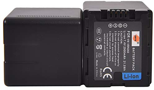 DSTE 2-Pack Rechange Batterie pour Panasonic VW-VBN260 Lumix HC-X800 HC-X900 HC-X910 HC-X920 HDC-HS900 HDC-SD800 HDC-SD900 HDC-TM900