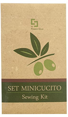 PRESENT-MORE - Kit Cucito 250 Pezzi - Linea Beauty Oil - Kit con Ago, Fili, Bottoni e Spilla da Balia - Packaging Ecologico in Stone Paper - Ideale per Hotel e B&B