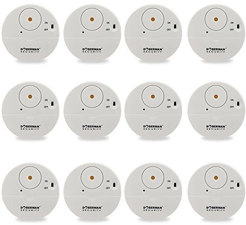 WER [12 Stück] weiß Ultra-Dünner Fensteralarm mit lautem 100dB Alarm und Vibrationssensoren - Moderne und Ultra-dünnen Design Kompatibel mit jedem Fenster - Modell SE-0106