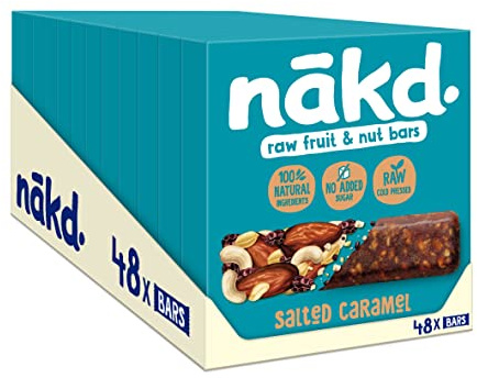 Nakd Salted Caramel Natural Fruit & Nut Bars - Vegan - Healthy Snack - Gluten Free, 35 g (Multipack case 48 Bars)