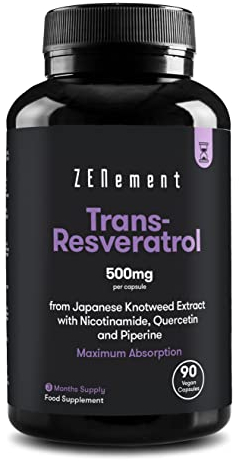 Trans-Resveratrol & NAD+ Liposomal, mit Quercetin und Piperin, 580 mg pro Kapsel, 90 Kapseln – Anti-Aging und Sirtuin-Aktivator – Zenement