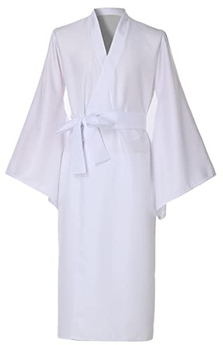 BPURB Bata tipo kimono tradicional japonés Yukata para hombre, bata para el hogar, pijama, blanco, M