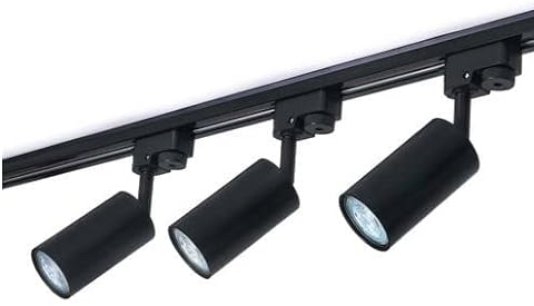 SET 12W LED Schiene 1-Phasen mit 3x GU10 Strahler, LED Spot, Seilleuchte Schienensystem GU10 Strahler, ZX (1m 3set, Schwarz)