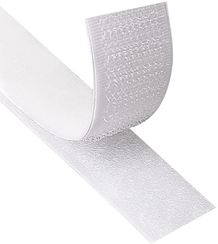 Blooven Klettband Selbstklebend 20 Meter Extra Stark, Doppelseitig Klebende mit Klettverschluss 20mm Breit Selbstklebendes Klebepad Flauschband und Hakenband (Weiß)