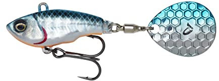 Savage Gear Fat Tail Spin sinkend - Jig Spinner, Größe/Gewicht: 5.5cm / 6.5g, Blau, Silber, 1 Stück