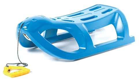 Schlitten Kunststoff Kinderschlitten Rodel Winter Kinderbob Fortena Rot Blau Plastik Schlitten für unvergessliche Wintertage - auch für Erwachsene (Blau)