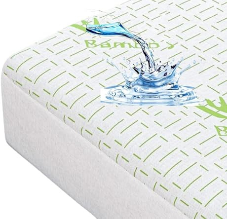IMFAA Bamboo Water Proof Mattress Protector Topper cover Extra Deep Fitted 40 CM Depth Breathable Antialergy Non Noisy Bug Proof (King(152x200+40) cm)