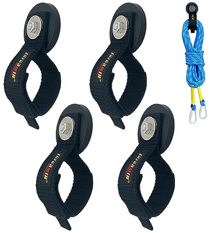 Juformin Heavy Duty Magnetic Hook, Magnetic Tool Holder, Magnetic Garage Hooks, Extension Cord Strap for Cable, Rope, Wire Storage in Garage,Workshop,RV,Pick-up(Dia.2.59 Magnet * 4Pcs)
