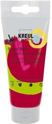 KREUL 43307 - Kids Art Kinder-Künstlerfarbe, Rubinrot 75 ml Tube, Schulmalfarbe auf Wasserbasis, matte deckende Bastelfarbe für Leinwand, Papier und Karton, vegan