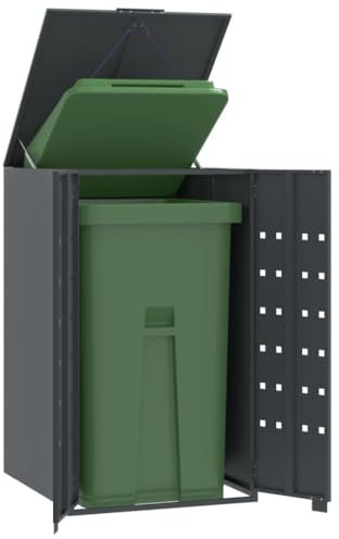 Tidyard Rangement à roulettes pour poubelles pour bac Unique Anthracite, Poubelle Cache Conteneur pour Jardin, Pelouse, Terrasse, Extérieur
