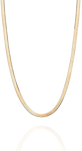 Einzelstück® Schlangenkette flache Halskette 925 Silber I 14K Gold I Roségold I Echtschmuck Damenhalskette I klassische Silberkette (Italian Collier) (Schlangenkette 45cm Gold)