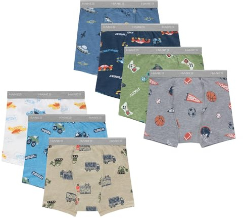 Hanes Toddler Potty Trainer Boxer Briefs for Toddlers, Light Leaks Potty Training Underwear for Boys, 6 or 7-Packs