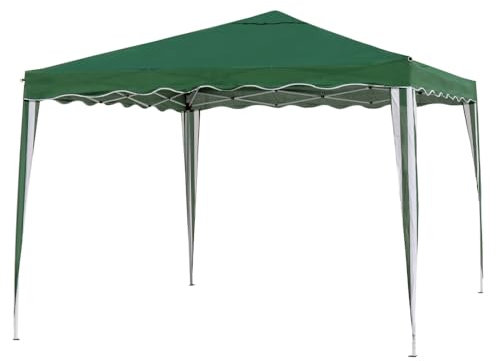 LOLAhome Carpa Cenador Gazebo Plegable 3 x 3 m Verde | Mejores Tubos de Acero de Alta Resistencia Plegables, Antiviento, Protección UV, Bolsa de Transporte| para Playa, Camping, Jardín, Exteriores