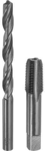 sourcing map Tap and Drill Bit Set, 1pcs 1/8-27 NPT Straight Flute Thread Screw Taps & 1pcs 8.3mm Twist Drill Bits, Black Oxide HSS-6542 Tapping Threading Tool Kit