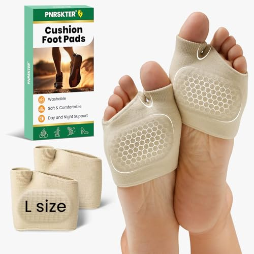 Pnrskter Ball of Foot Cushion Pads - L Size Medical-Grade Gel Metatarsal Pads to Relieve Forefoot Pain and Pressure, Ideal for All-Day Standing Workers, 2PCS