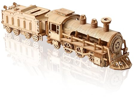 Cuteefun Puzzle 3D Madera, Manualidades DIY & Decoración única, para Adultos Adolescentes, Cumpleaños, Día del Padre, (Tren)