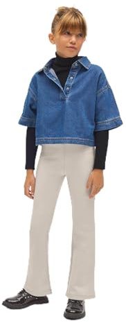 YSABEL MORA Pantalón Térmico Niña Efecto Piel Flare Abrigo Óptimo Días Fríos Interior Afelpado Confort Extra Cintura Alta Adaptable Corte Acampanado Tejido Brillante Ideal Invierno.