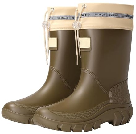 Generisch Bottes en caoutchouc antidérapantes pour femme - Tige large - Imperméables - Chaussures de pluie - Bottes de jardin